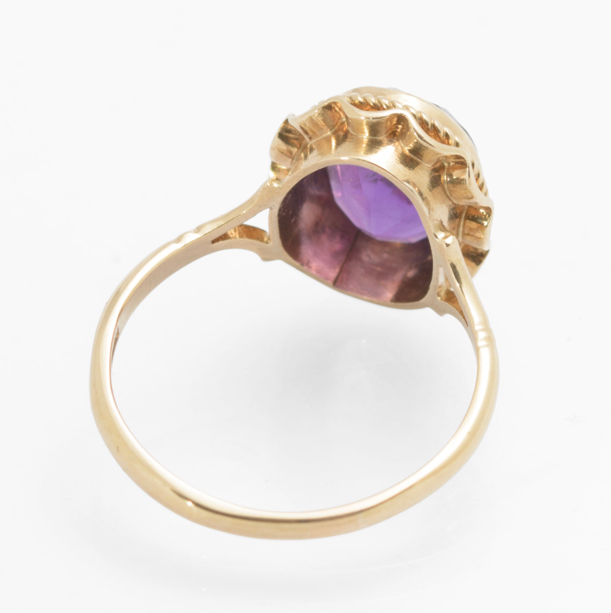 Vintage 9ct Gold & Natural Amethyst 2.1 Carat Gemstone Hallmarked 1970 UK Size L  (C2780)