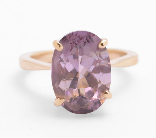 Vintage 9ct Gold & Natural Rose-de-France 5.75 Carat Amethyst Gemstone Ring(C2782)