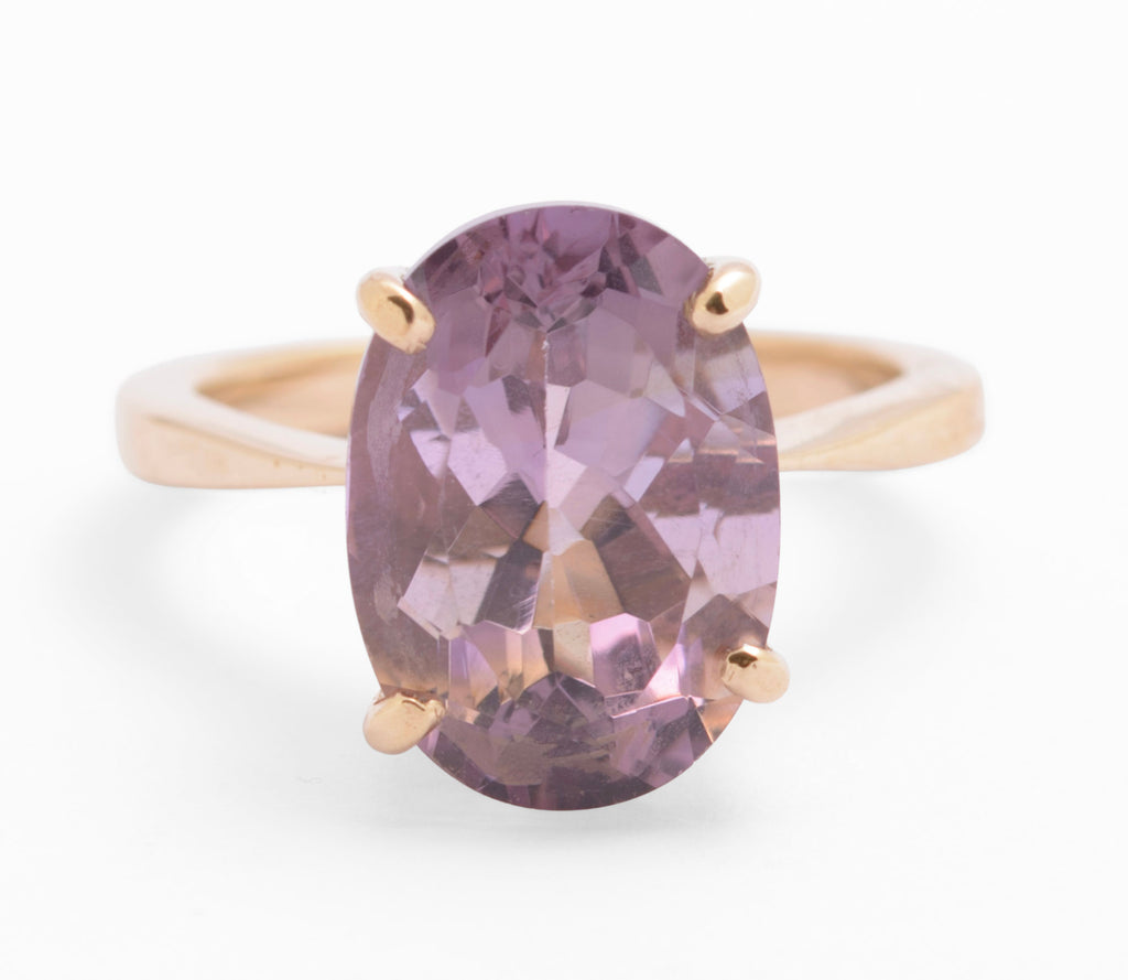 Vintage 9ct Gold & Natural Rose-de-France 5.75 Carat Amethyst Gemstone Ring(C2782)