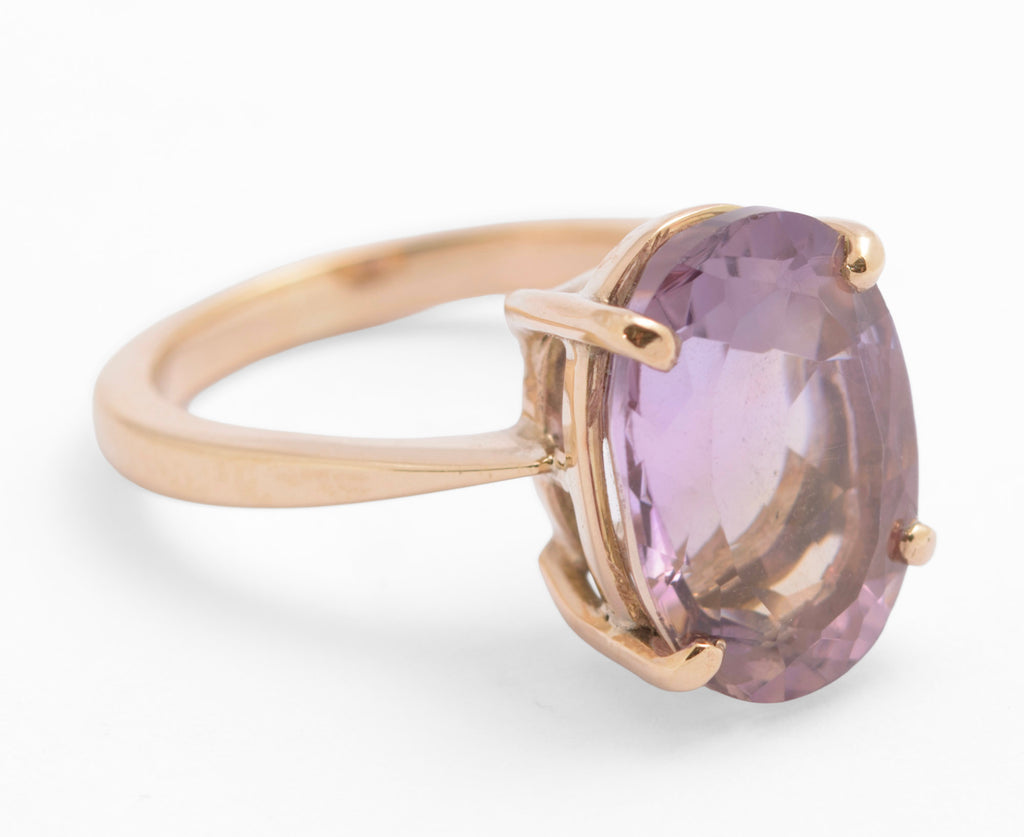 Vintage 9ct Gold & Natural Rose-de-France 5.75 Carat Amethyst Gemstone Ring(C2782)