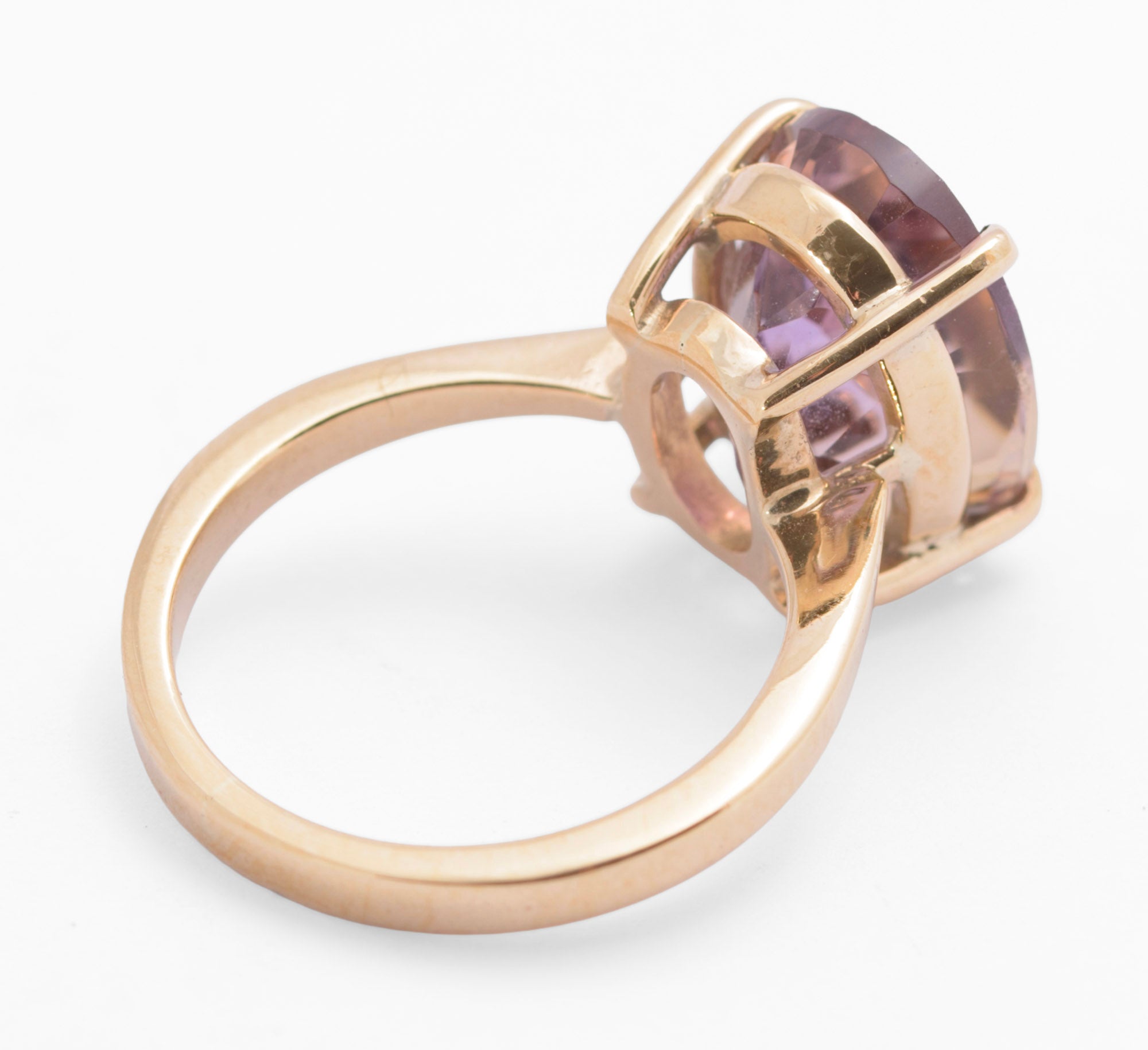 Vintage 9ct Gold & Natural Rose-de-France 5.75 Carat Amethyst Gemstone Ring(C2782)