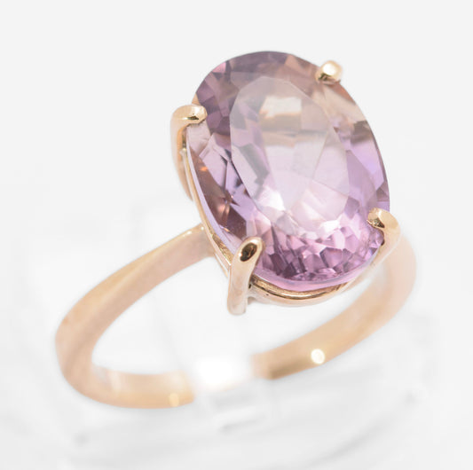 Vintage 9ct Gold & Natural Rose-de-France 5.75 Carat Amethyst Gemstone Ring(C2782)