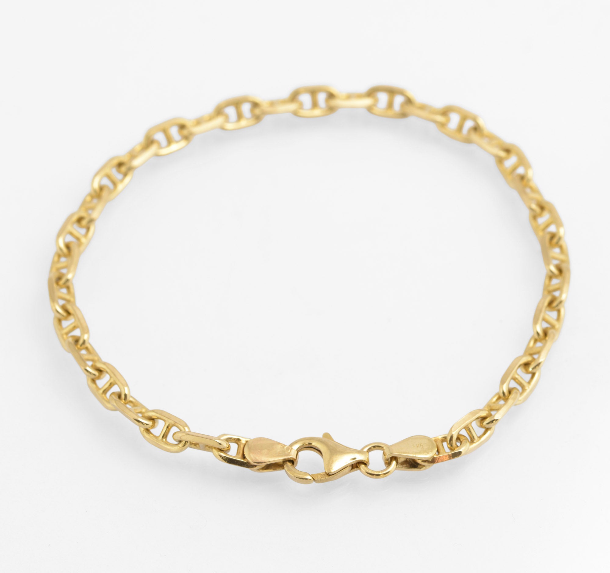 Vintage 9ct Solid Yellow Gold Bracelet Mariner Chain Links London Hallmark (C2787)