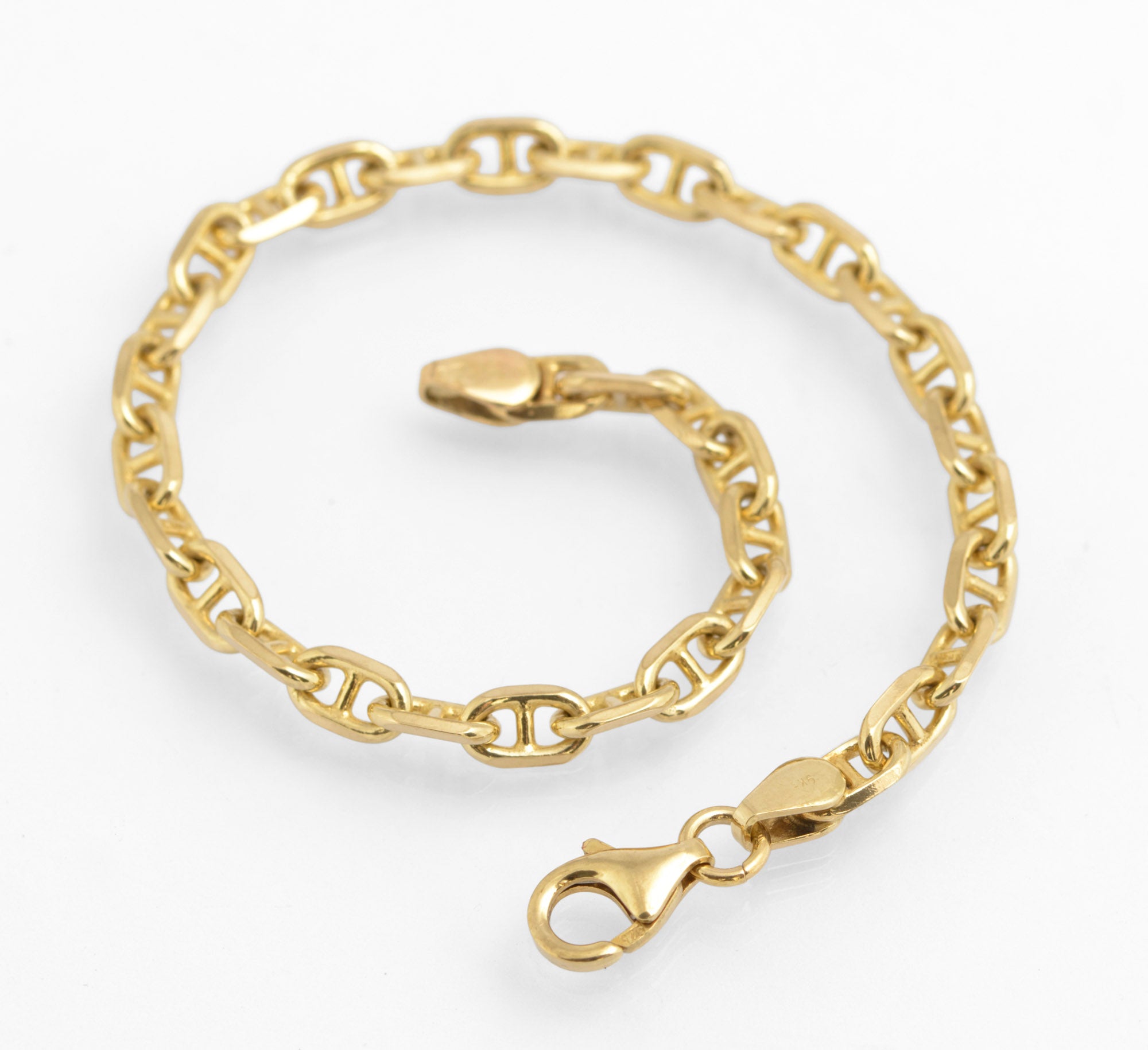 Vintage 9ct Solid Yellow Gold Bracelet Mariner Chain Links London Hallmark (C2787)