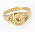 Vintage 9ct Gold Classic Signet Ring 1960's Radial Cut Shoulders UK Size N (C2798)
