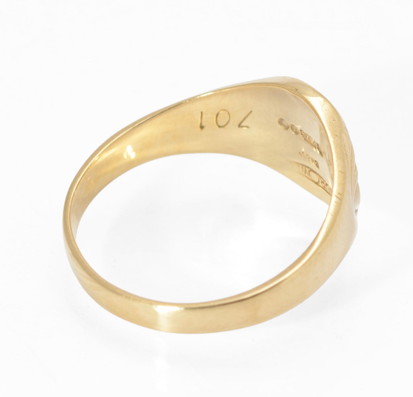 Vintage 9ct Gold Classic Signet Ring 1960's Radial Cut Shoulders Size N (C2798)