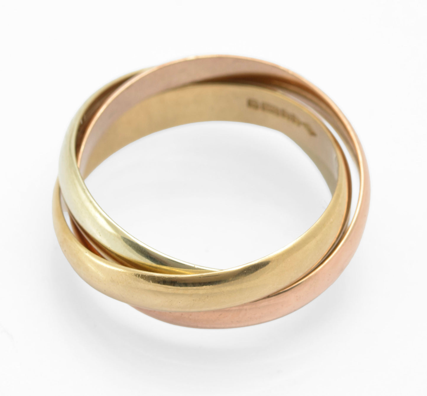 Vintage 9ct Gold Tri Band Wedding Ring Yellow / Rose Gold Hallmark 1990 (C2799)