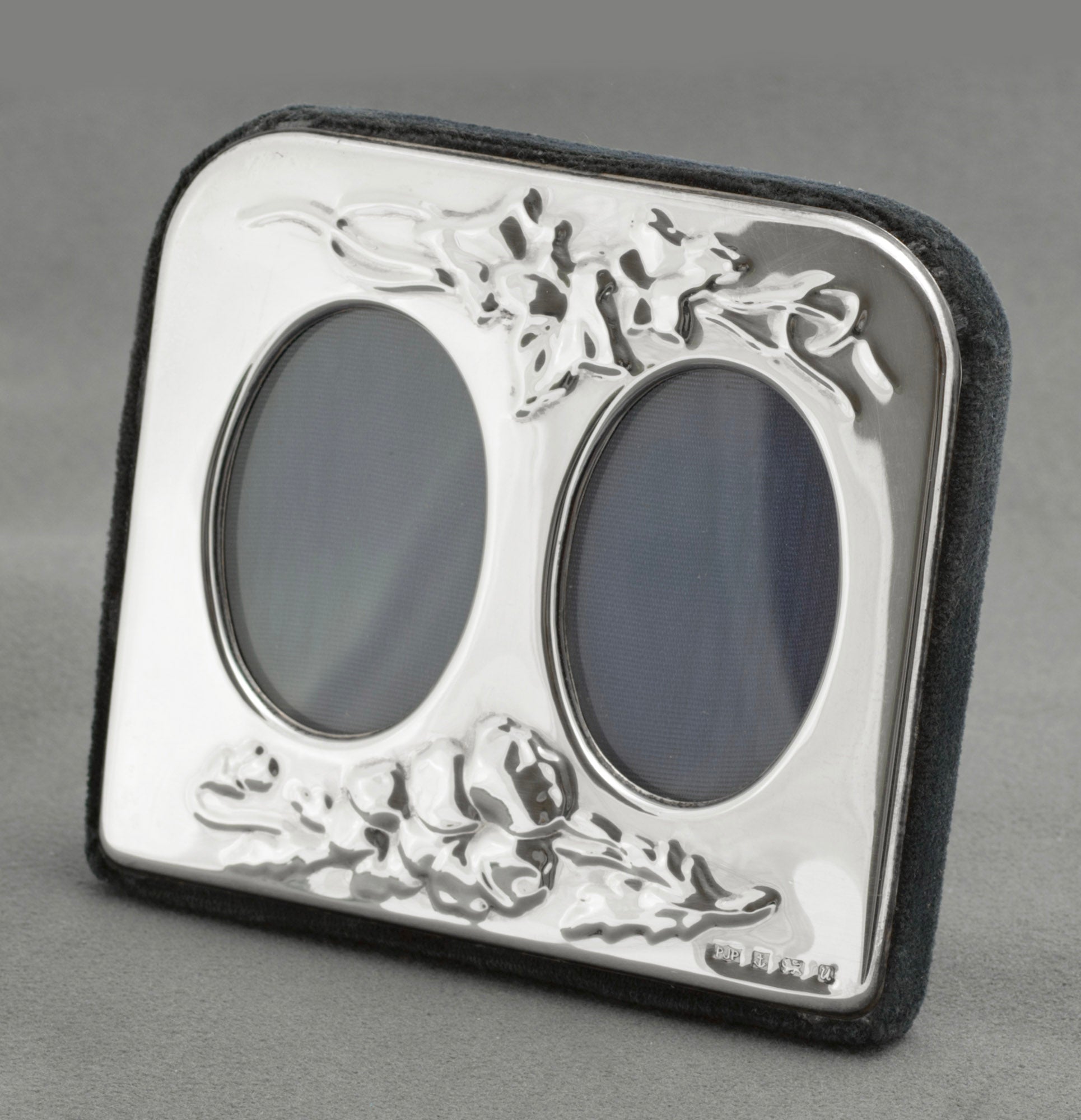Vintage Sterling Silver Fronted Mini Dual Photograph Frame Easel Back (C2807)
