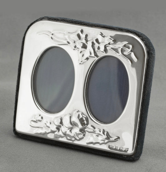 Vintage Sterling Silver Fronted Mini Dual Photograph Frame Easel Back (C2807)