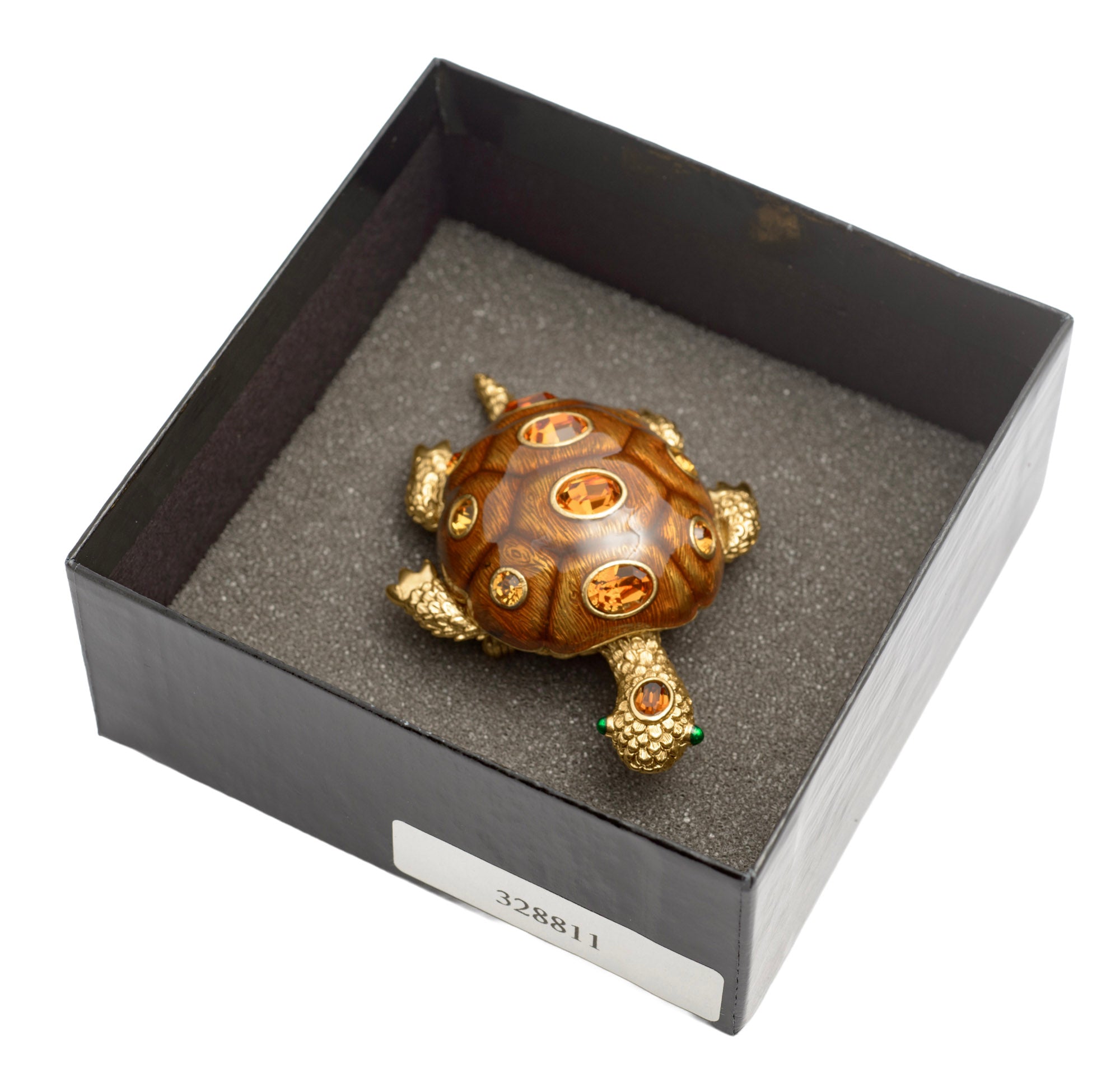 Vintage Joan Rivers Rhinestone & Enamel Statement Turtle Brooch / Pin (C2609)