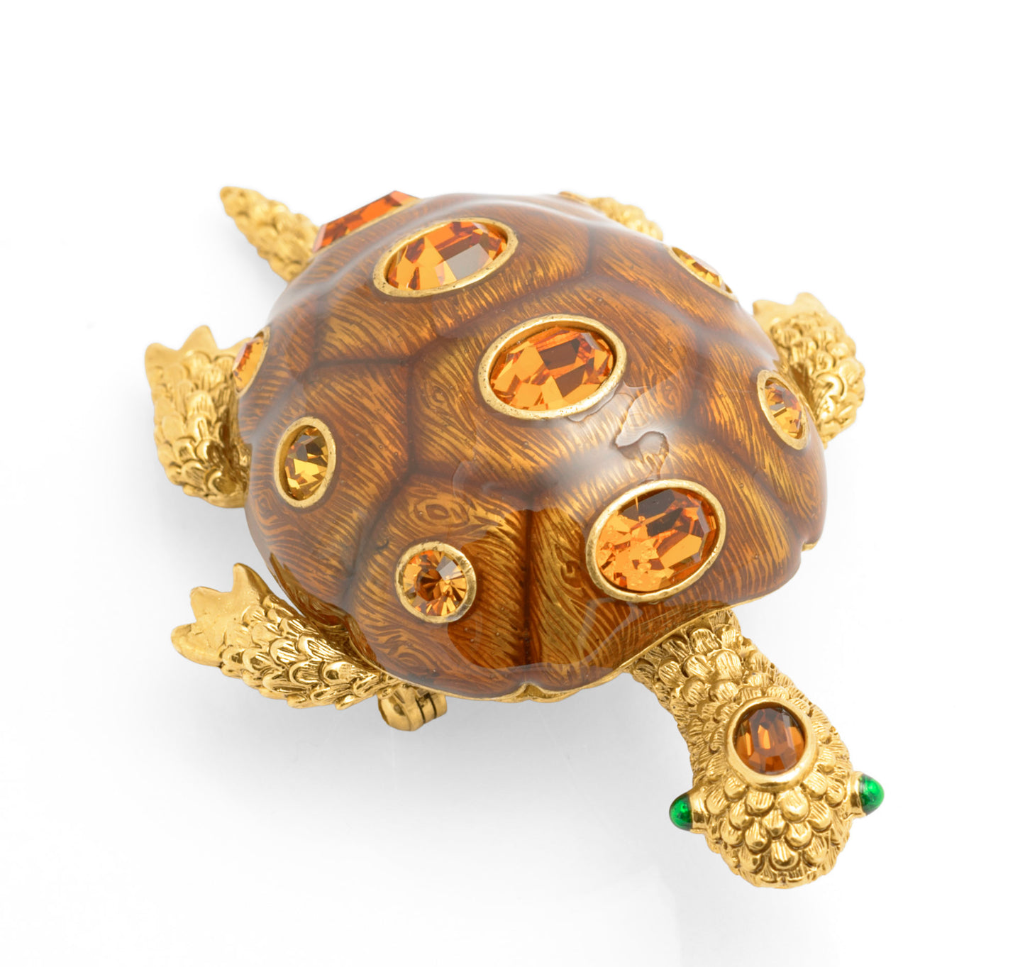 Vintage Joan Rivers Rhinestone & Enamel Statement Turtle Brooch / Pin (C2609)