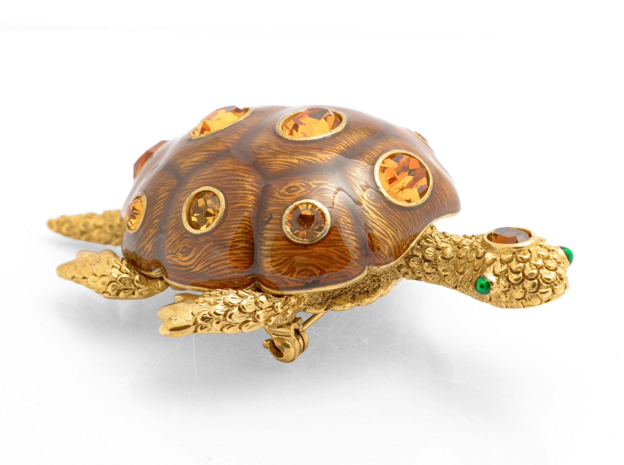 Vintage Joan Rivers Rhinestone & Enamel Statement Turtle Brooch / Pin (C2609)