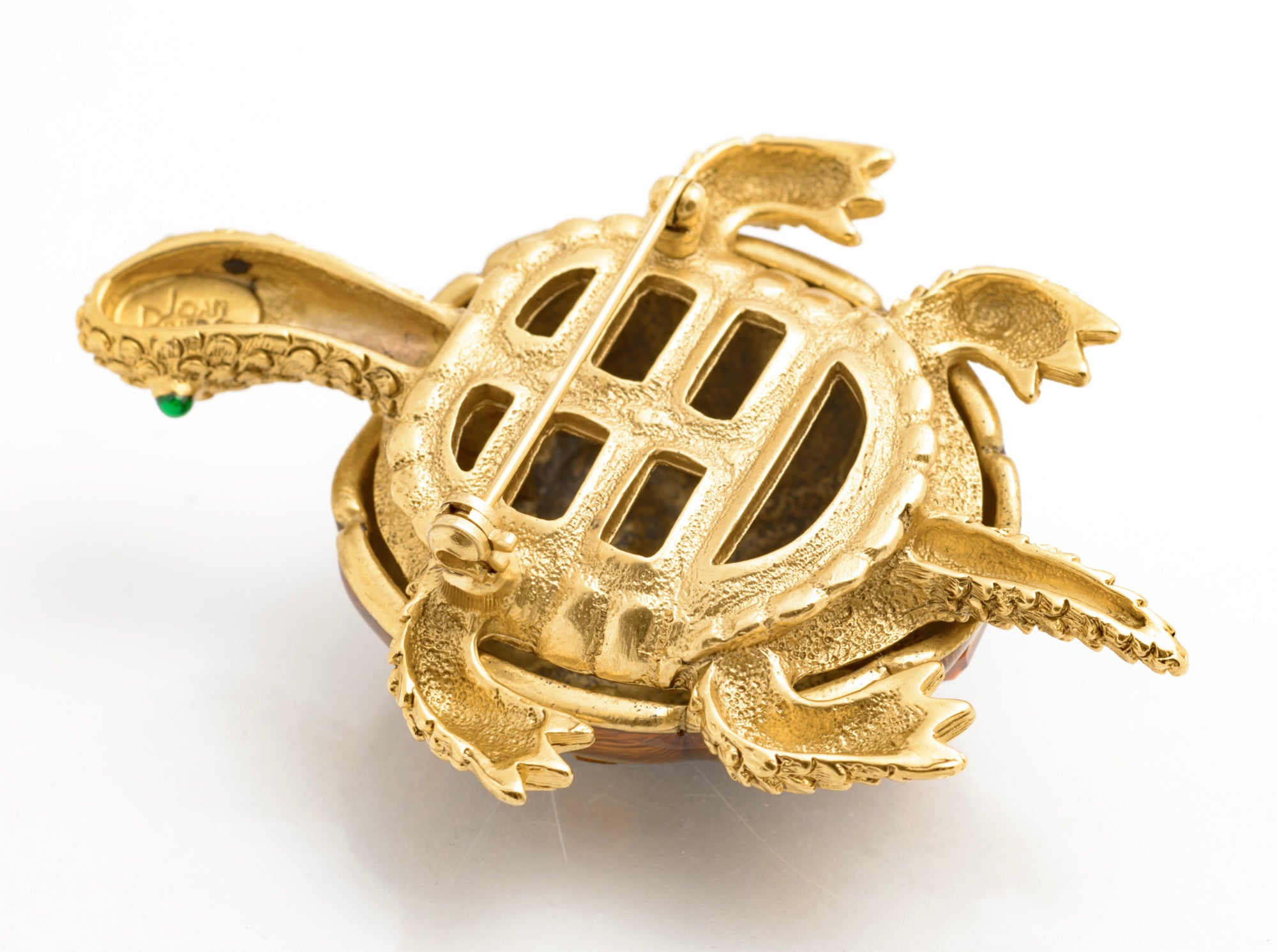 Vintage Joan Rivers Rhinestone & Enamel Statement Turtle Brooch / Pin (C2609)