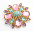 Vintage Joan Rivers Maltese Cross Large Statement Brooch Faux Turquoise 1980's (C2810)
