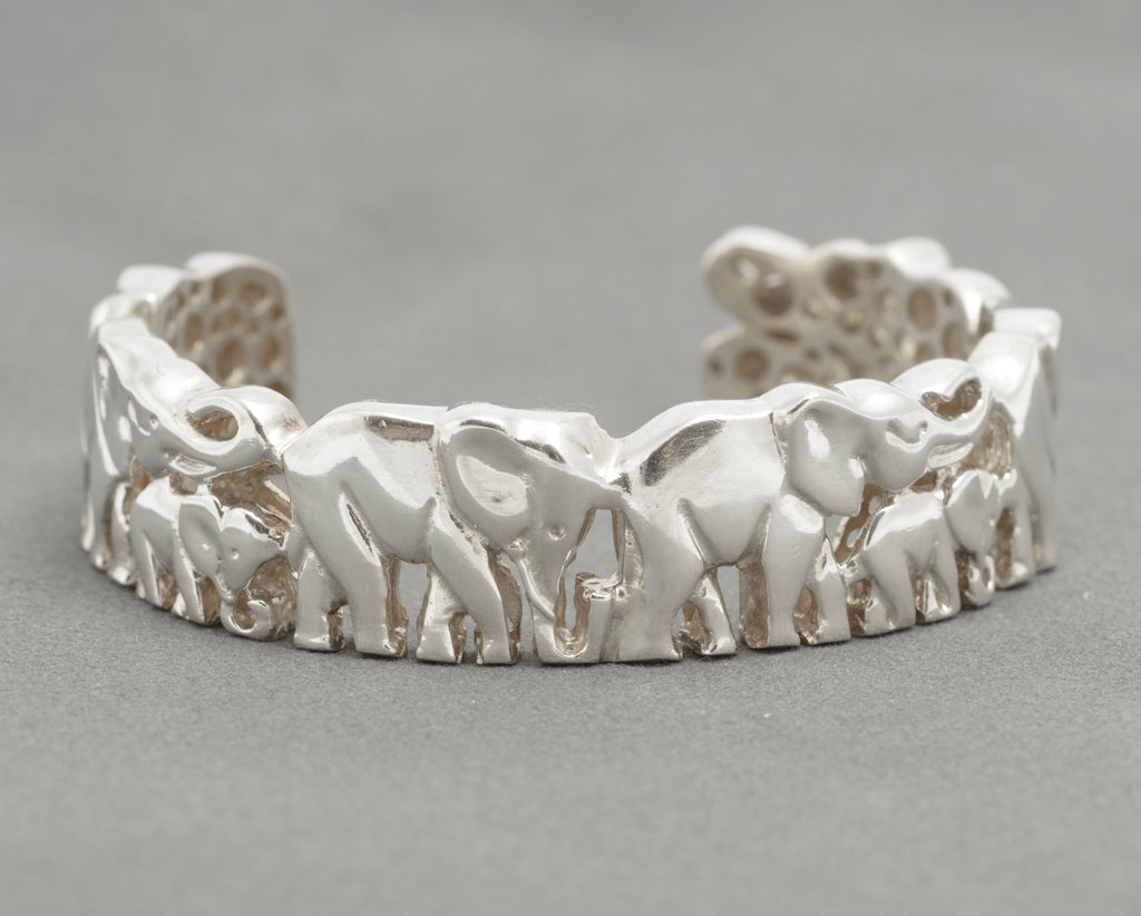Suarti Sterling Silver Heavy & Chunky Elephant Cuff Bangle Hallmarked 2003 (C2811)