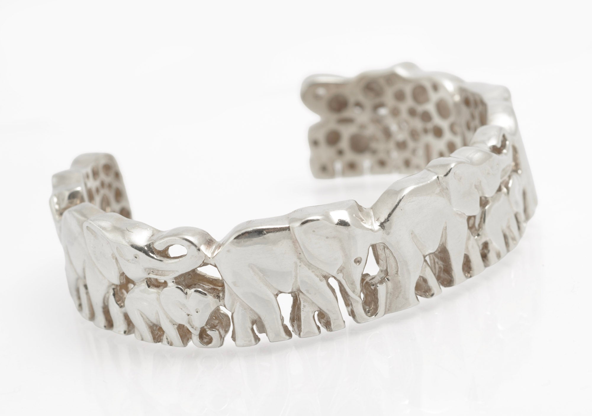 Suarti Sterling Silver Heavy & Chunky Elephant Cuff Bangle Hallmarked 2003 (C2811)