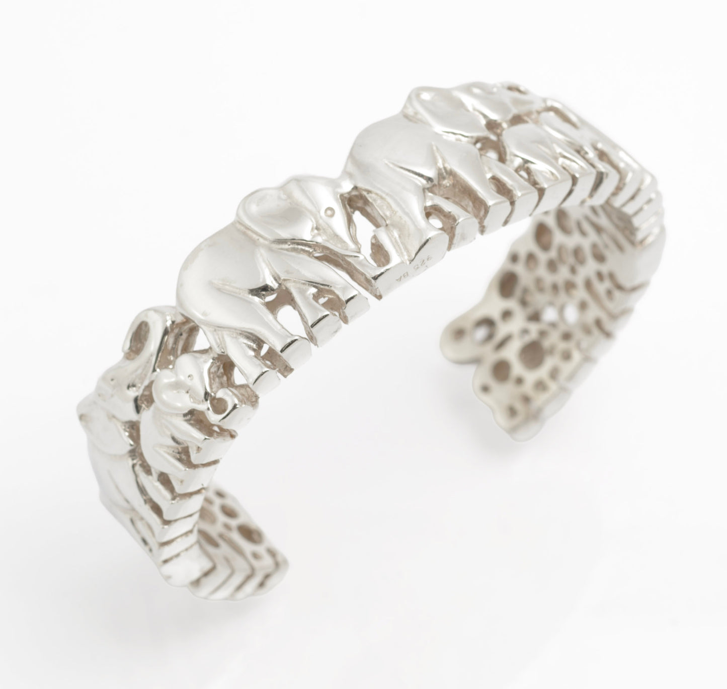 Suarti Sterling Silver Heavy & Chunky Elephant Cuff Bangle Hallmarked 2003 (C2811)