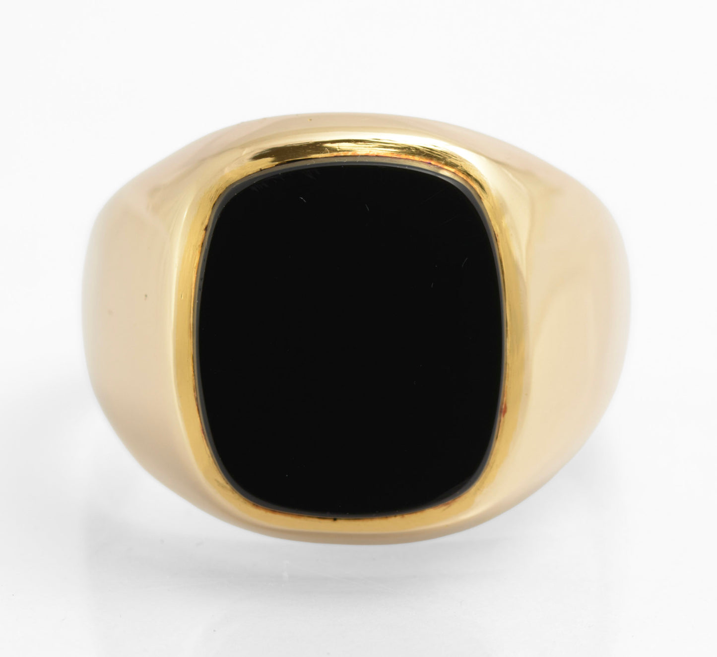 Vintage 9ct Gold & Black Onyx Panel Signet Ring Classic Men's 1970's UK Size U (C2828)