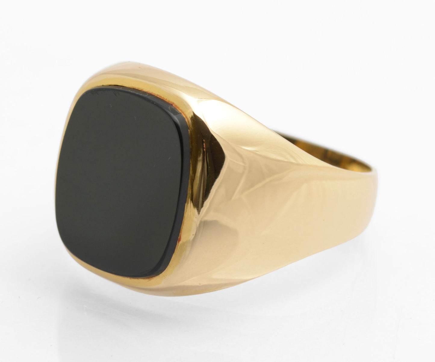 Vintage 9ct Gold & Black Onyx Panel Signet Ring Classic Men's 1970's UK Size U (C2828)