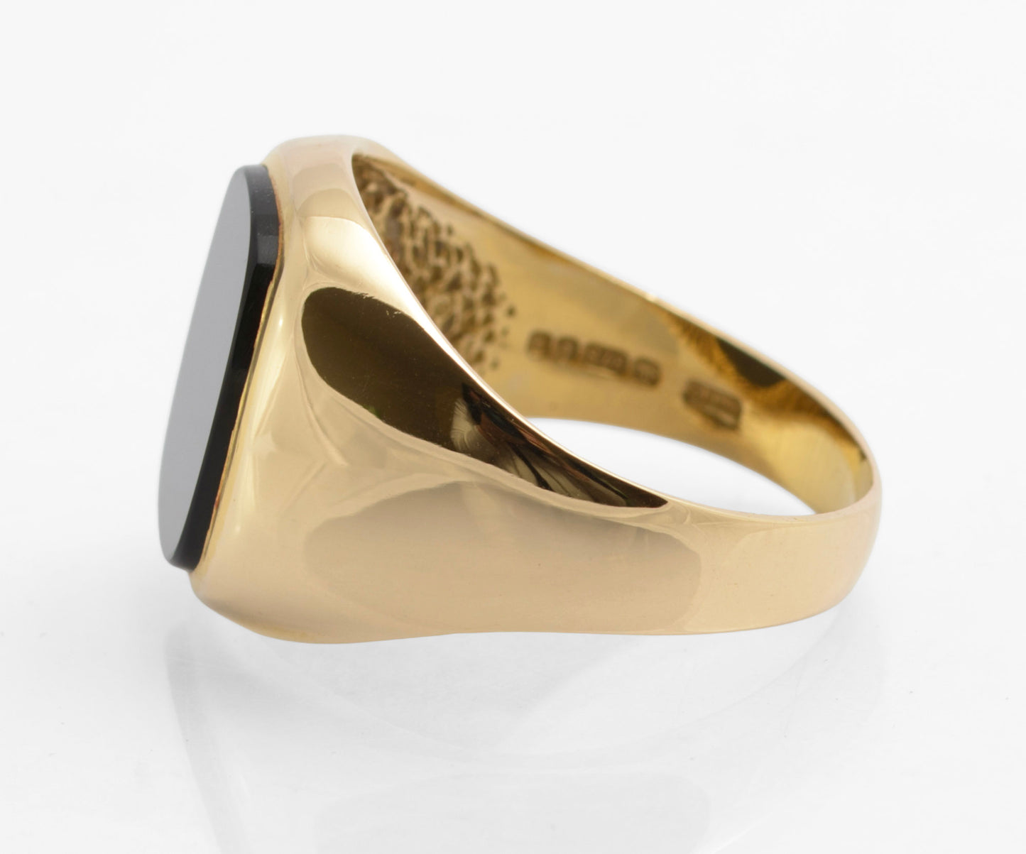 Vintage 9ct Gold & Black Onyx Panel Signet Ring Classic Men's 1970's UK Size U (C2828)