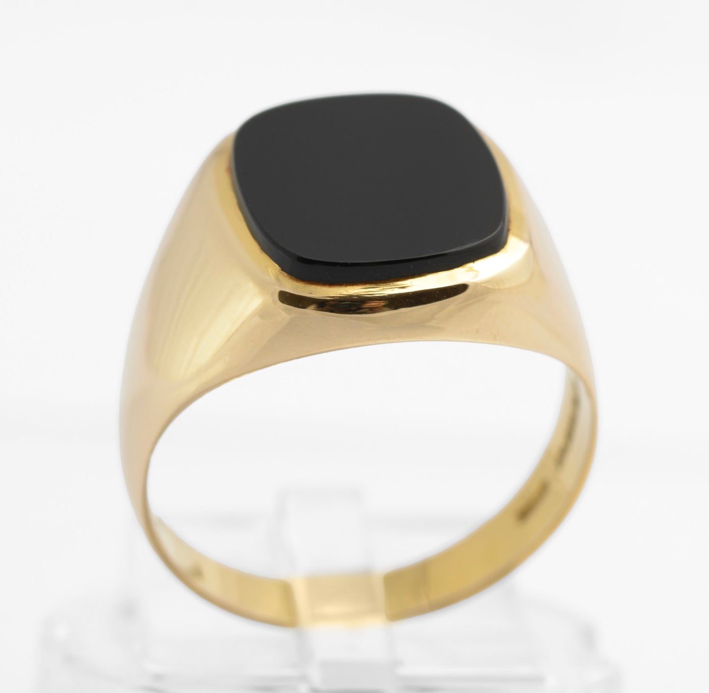 Vintage 9ct Gold & Black Onyx Panel Signet Ring Classic Men's 1970's UK Size U (C2828)