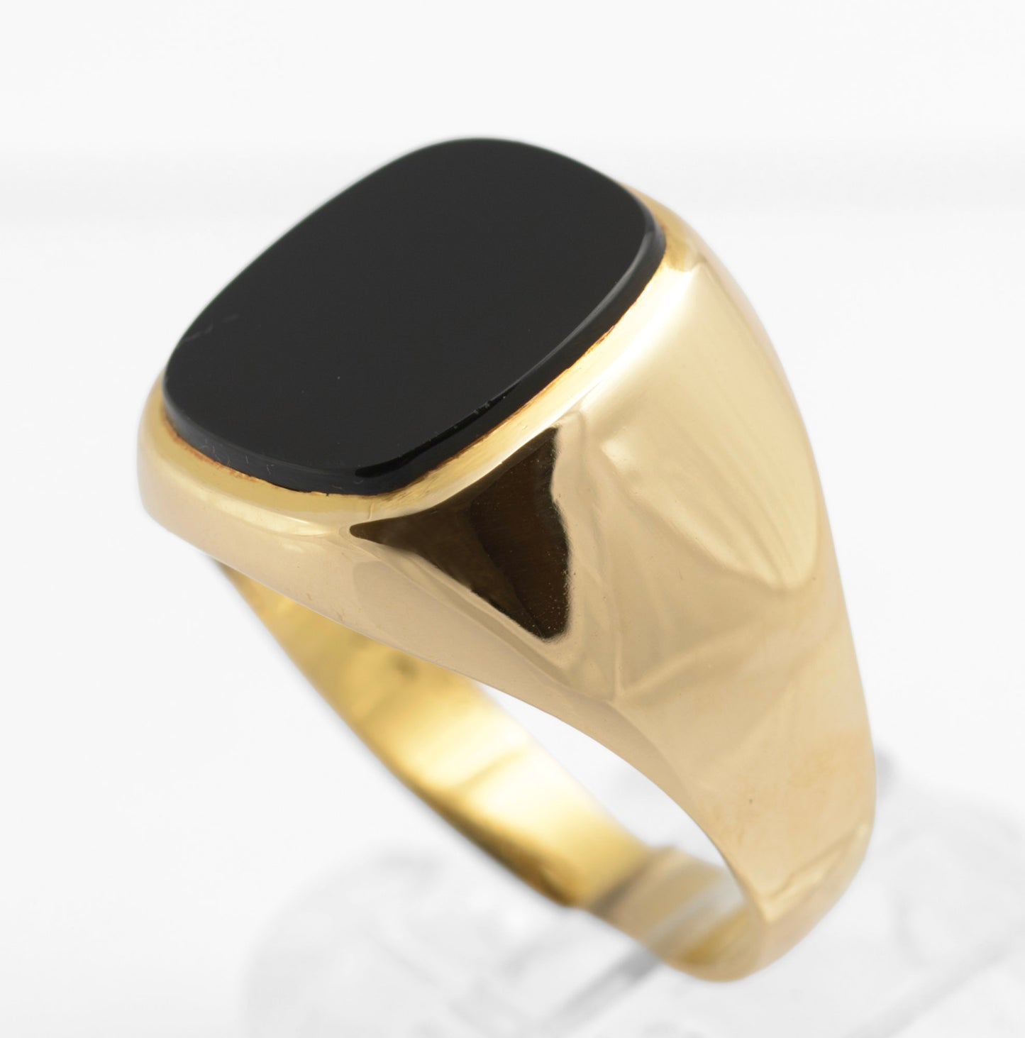 Vintage 9ct Gold & Black Onyx Panel Signet Ring Classic Men's 1970's UK Size U (C2828)
