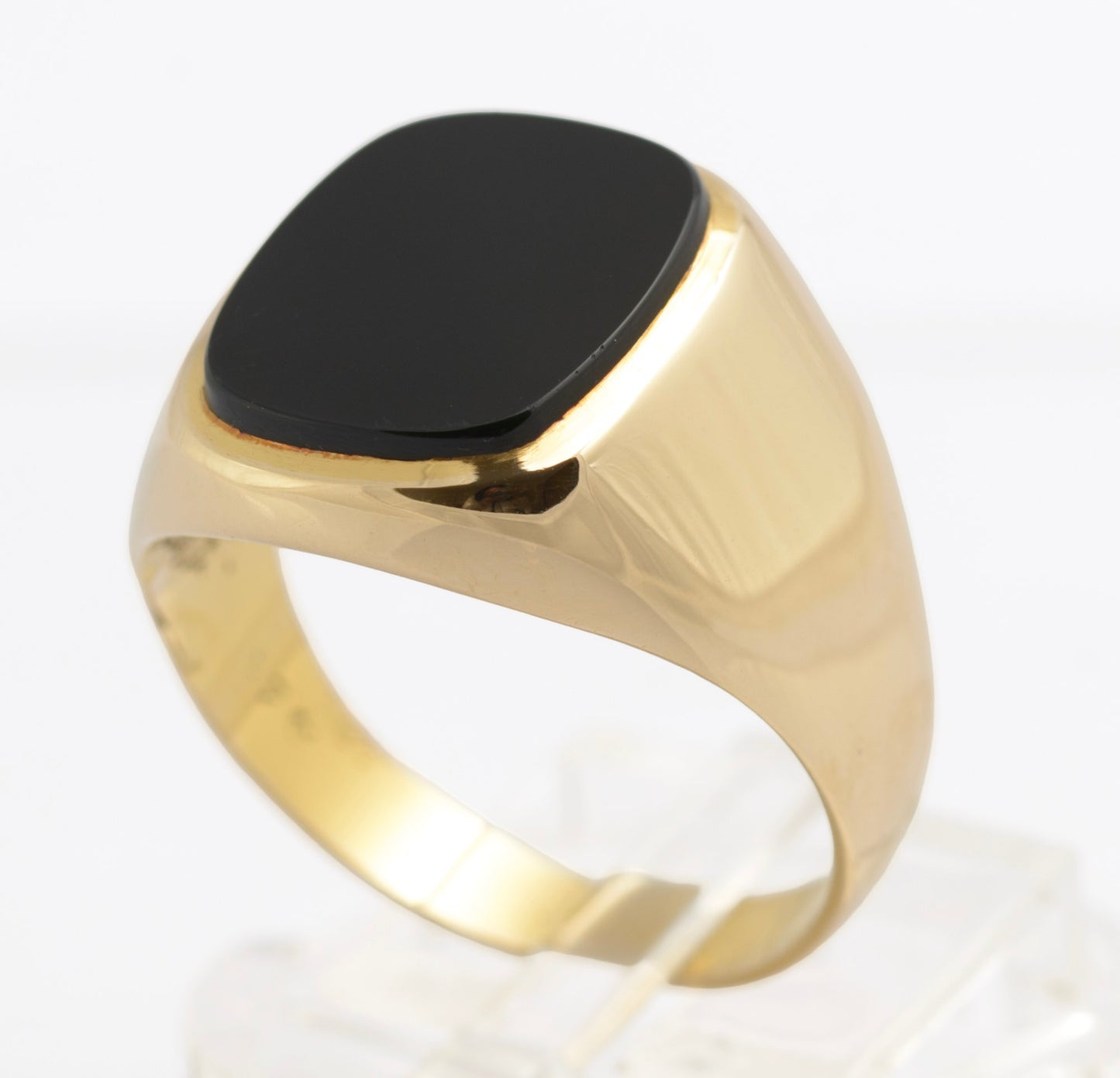 Vintage 9ct Gold & Black Onyx Panel Signet Ring Classic Men's 1970's UK Size U (C2828)