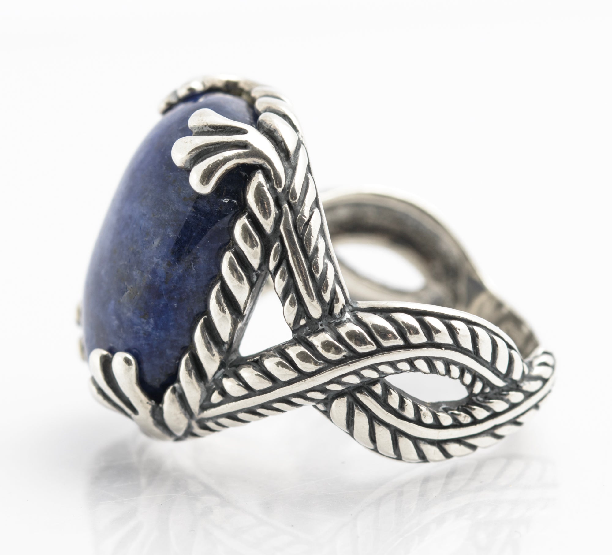 Vintage Caroly Pollack Relios Sterling Silver Ring Charoite Cabochon Size O1/2 (C2829)