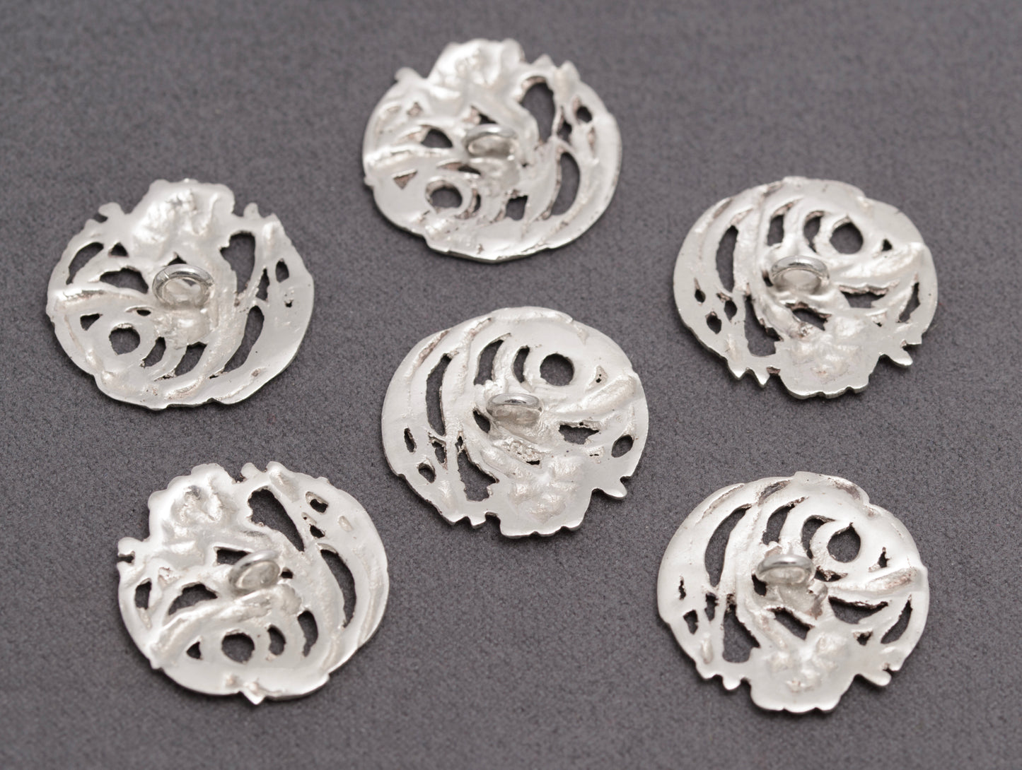 Set Of 6 Antique Art Nouveau Sterling Silver Buttons Hallmarked 1901 (C2830)