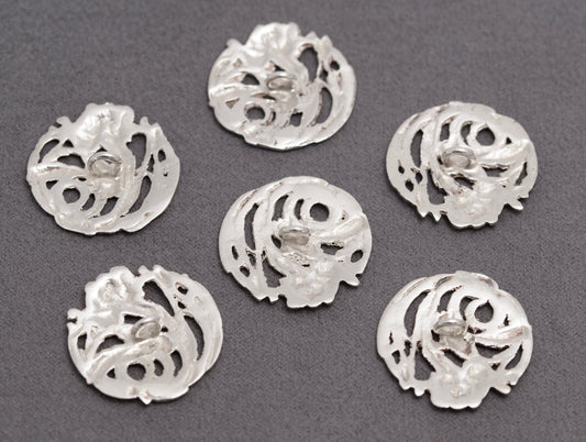 Set Of 6 Antique Art Nouveau Sterling Silver Buttons Hallmarked 1901 (C2830)