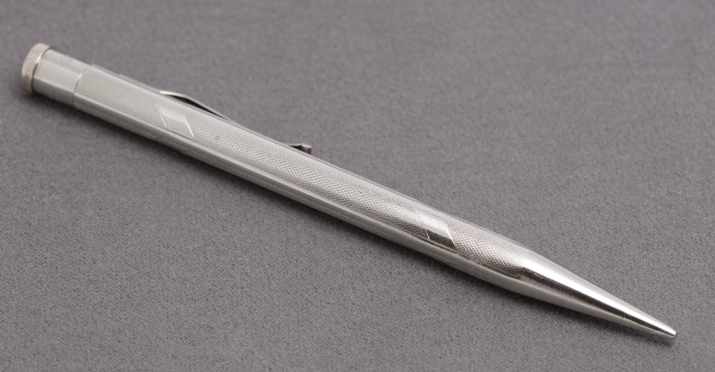 Vintage Yard-O-Led Art Deco Rhodium Plated Propelling Pencil - Engine Turned (C2832)