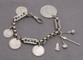 Antique Victorian White Metal Fancy Link Coin Bracelet Converted Watch Chain (C2833)