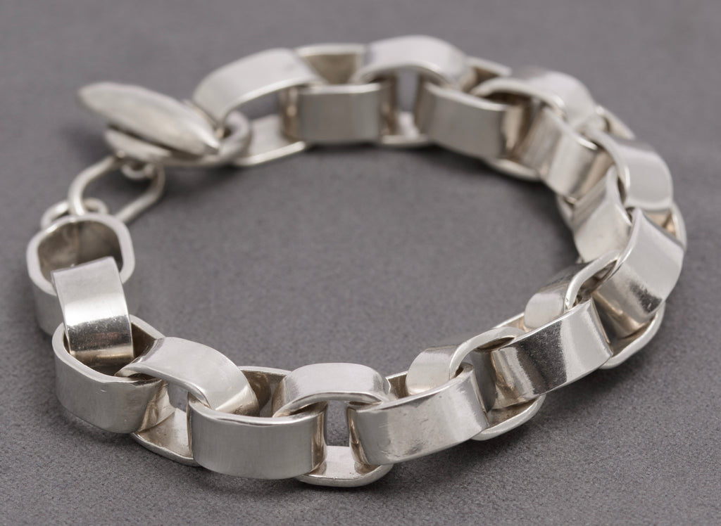 Heavy Sterling Silver Hand Forged Link Chunky Bracelet Hallmarked 2001 (C2835)