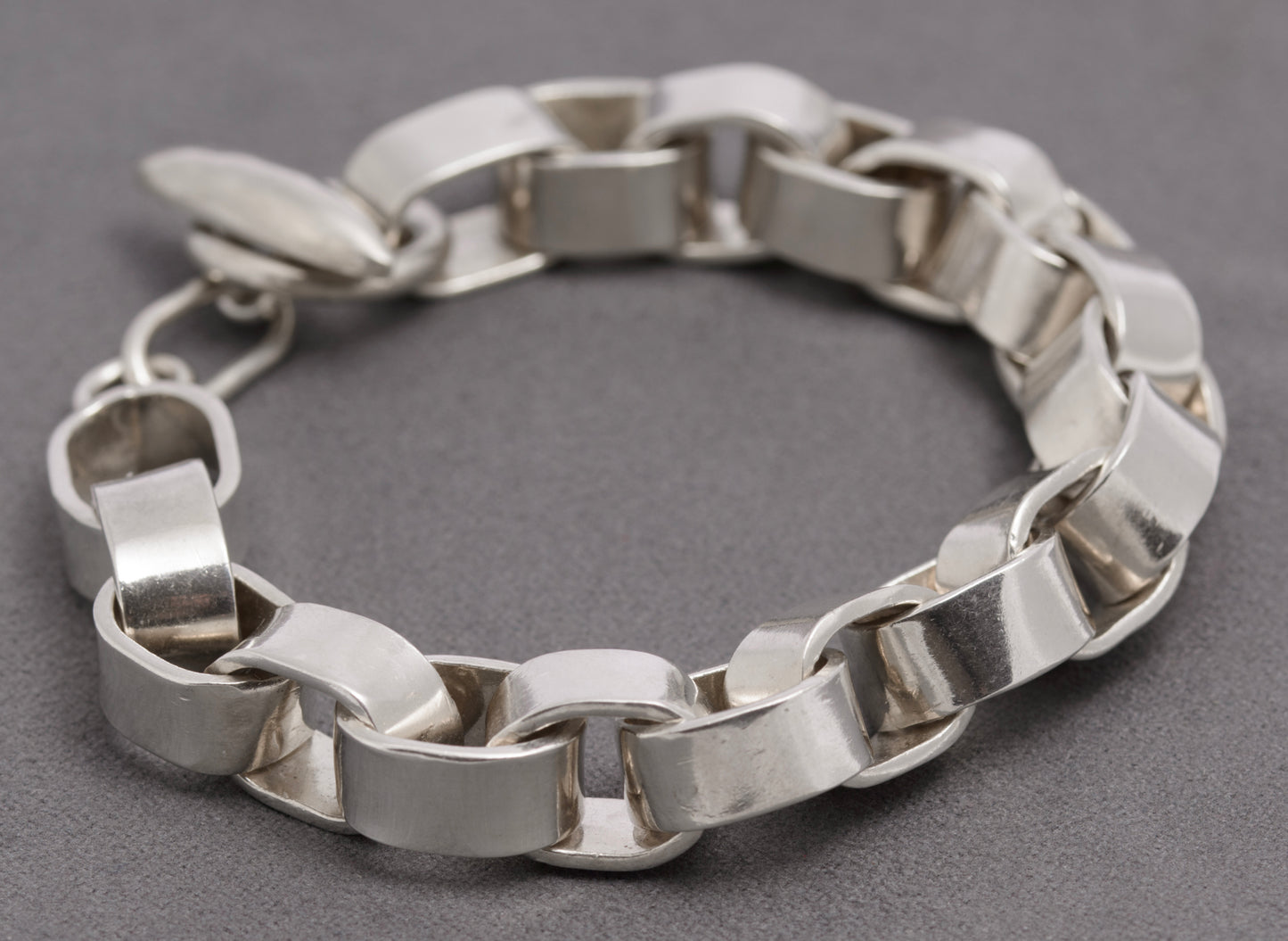Heavy Sterling Silver Hand Forged Link Chunky Bracelet Hallmarked 2001 (C2835)