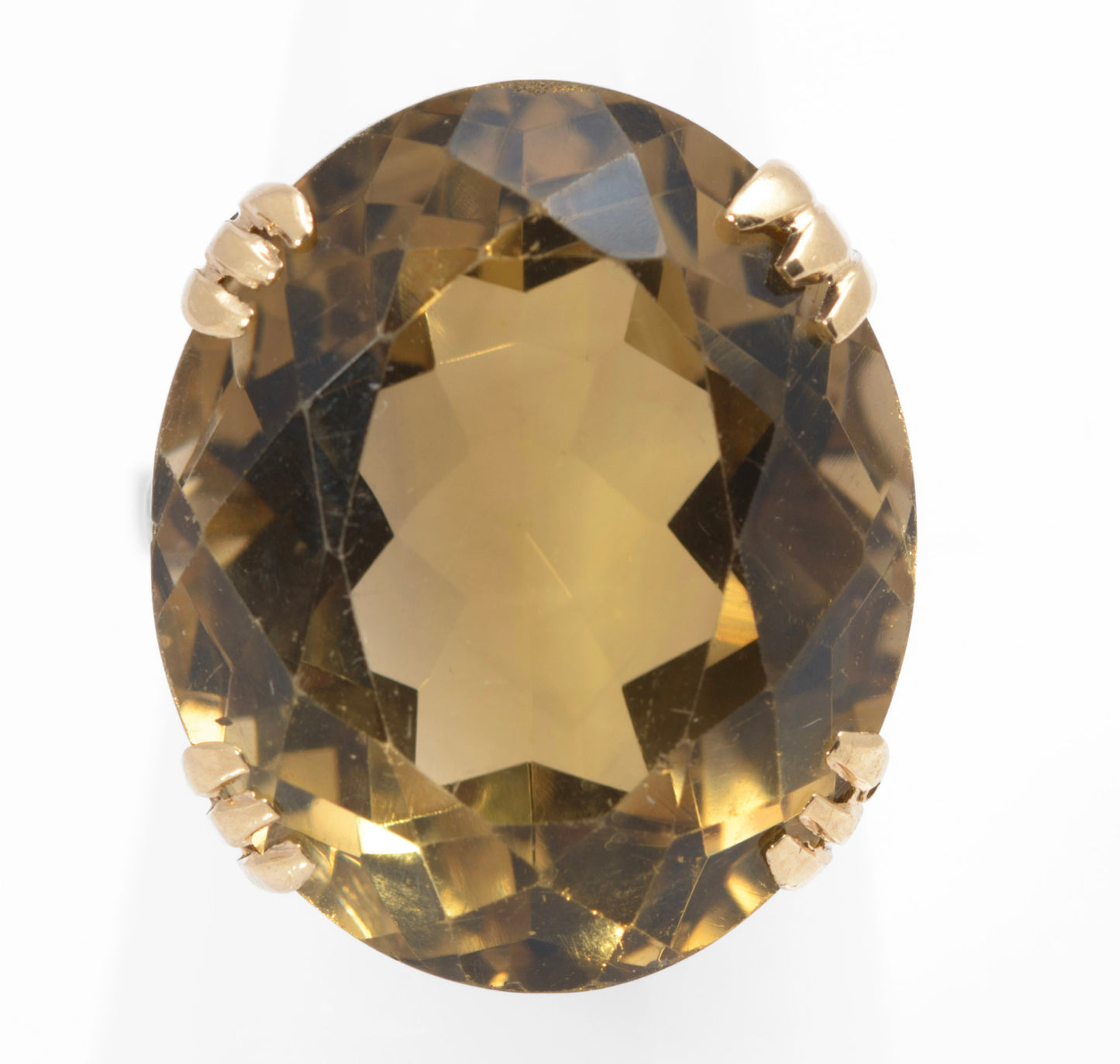 Vintage 9ct Gold & Huge 25 Carat Smoky Citrine Gemstone Cocktail Ring Size K  (C2837)