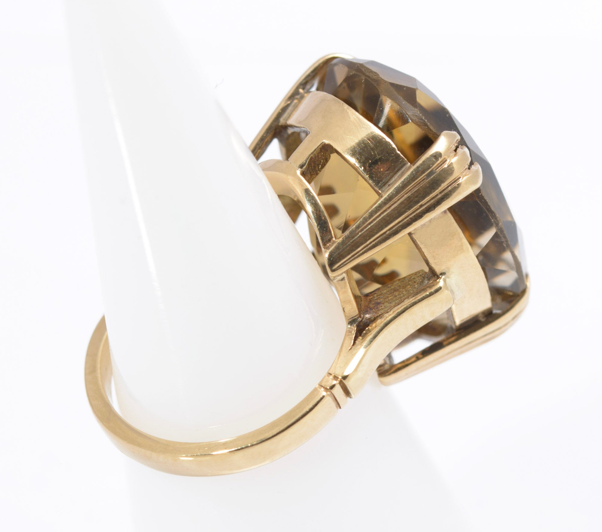 Vintage 9ct Gold & Huge 25 Carat Smoky Citrine Gemstone Cocktail Ring Size K  (C2837)