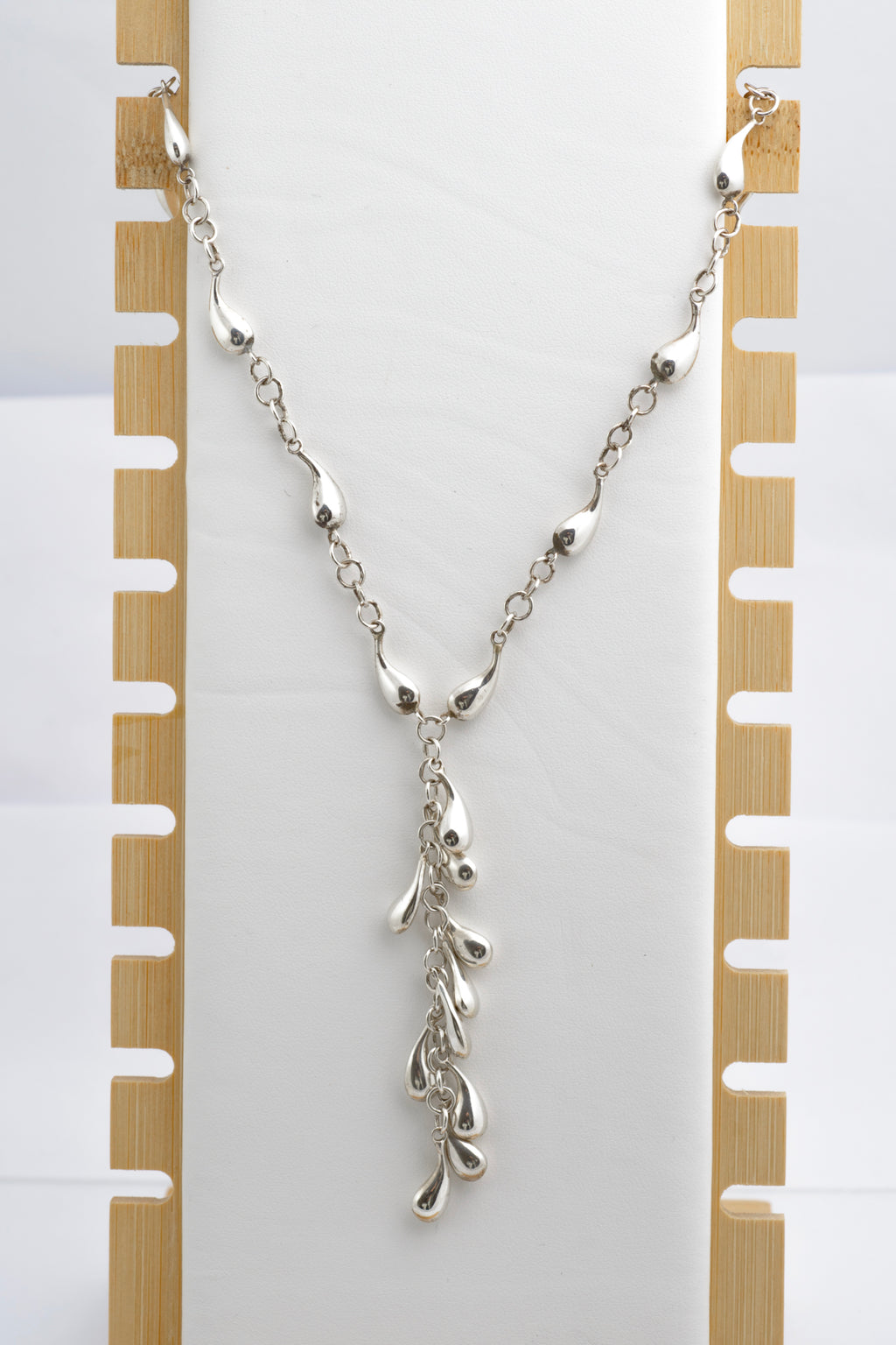 Vintage Sterling Silver Teardrop Necklace - Dropper Section & Birmingham Hallmark (C2838)