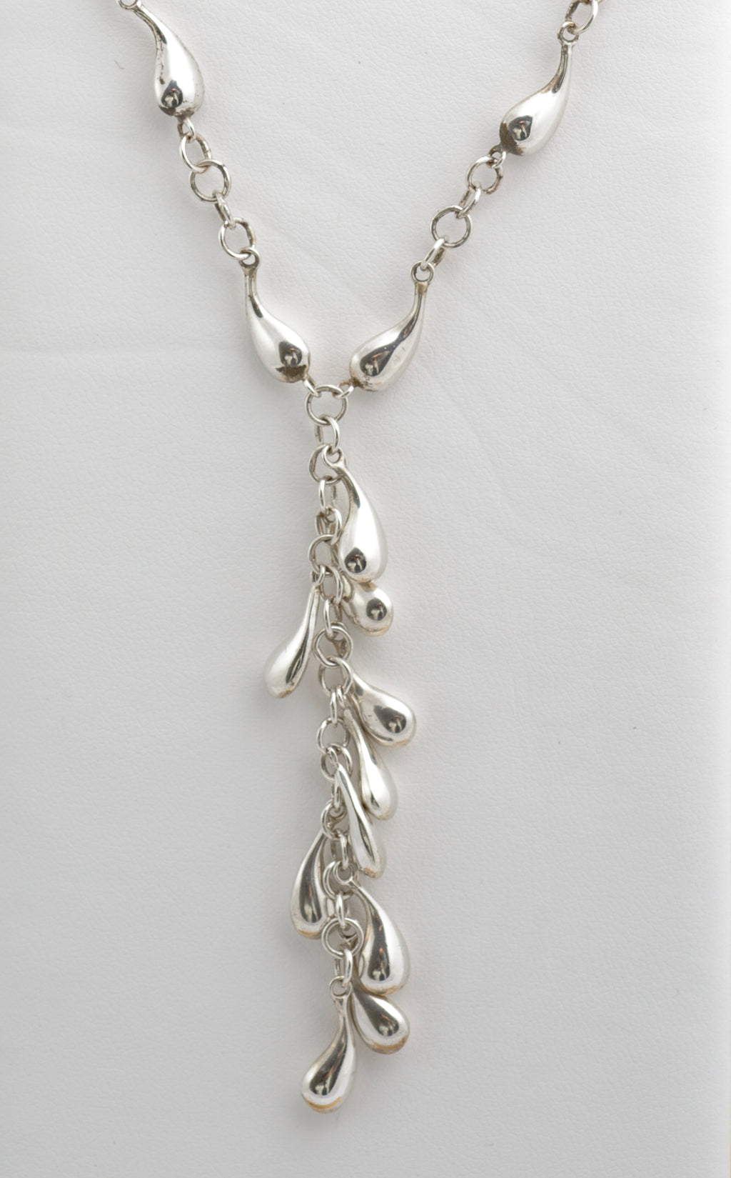 Vintage Sterling Silver Teardrop Necklace - Dropper Section & Birmingham Hallmark (C2838)