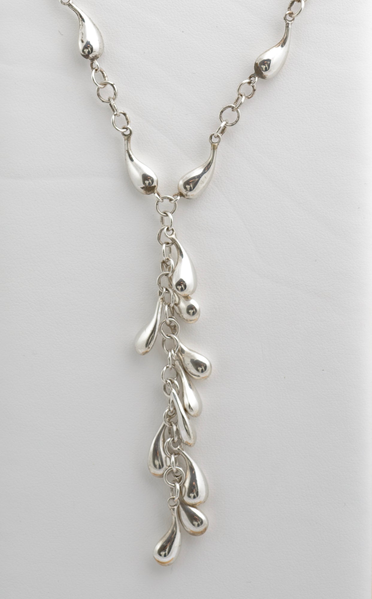 Vintage Sterling Silver Teardrop Necklace - Dropper Section & Birmingham Hallmark (C2838)