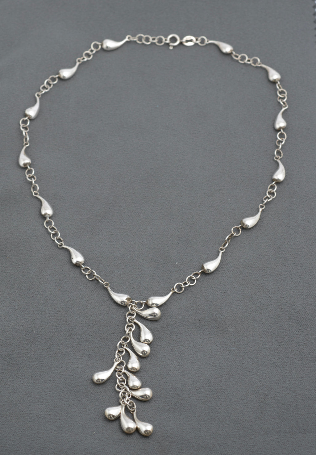 Vintage Sterling Silver Teardrop Necklace - Dropper Section & Birmingham Hallmark (C2838)
