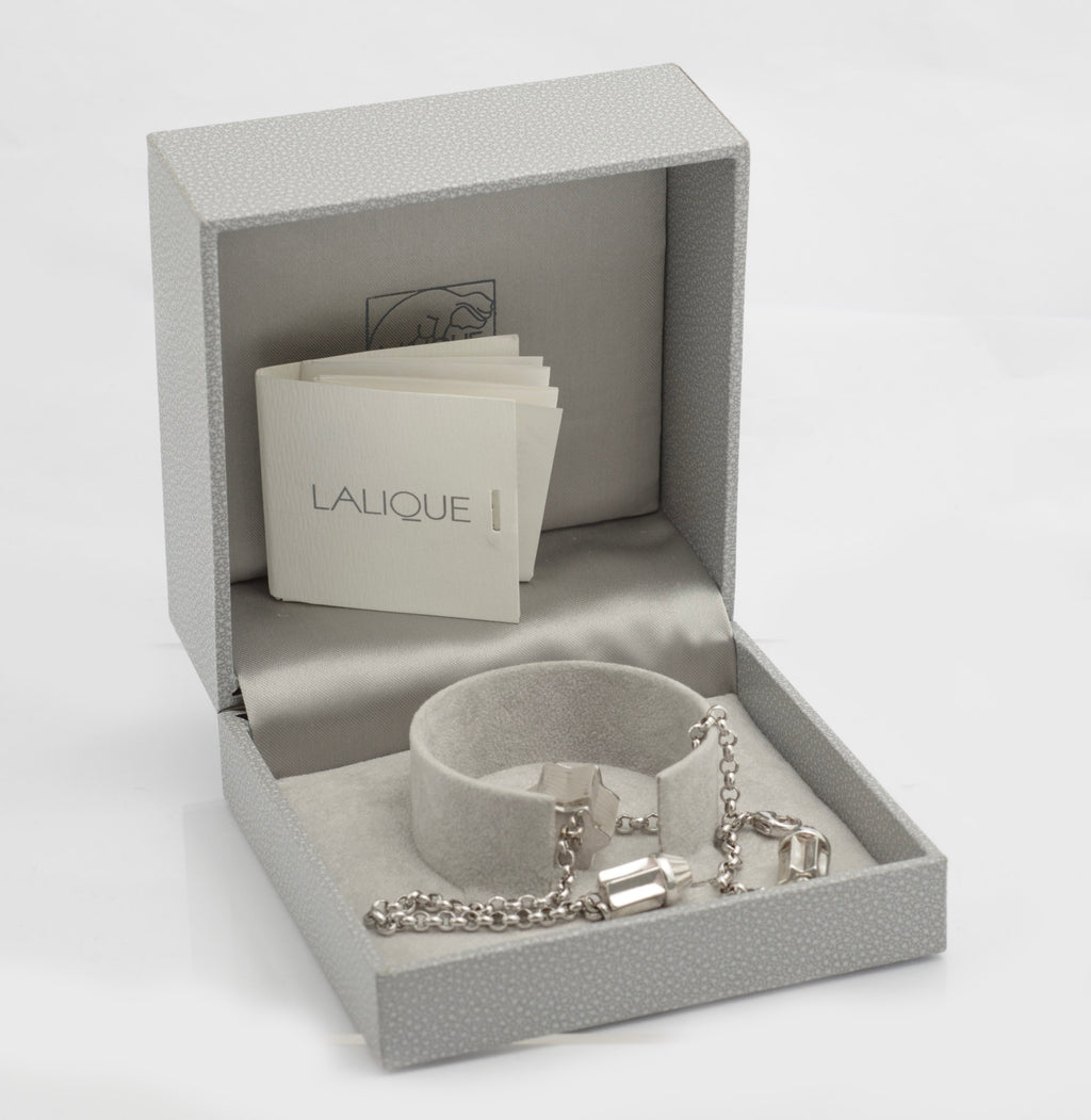 Lalique Glass & Sterling Silver Rare Astrid Star Designer Bracelet - Boxed (C2839)