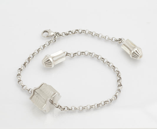 Lalique Glass & Sterling Silver Rare Astrid Star Designer Bracelet - Boxed (C2839)