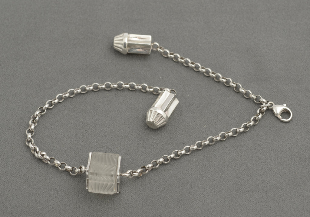 Lalique Glass & Sterling Silver Rare Astrid Star Designer Bracelet - Boxed (C2839)
