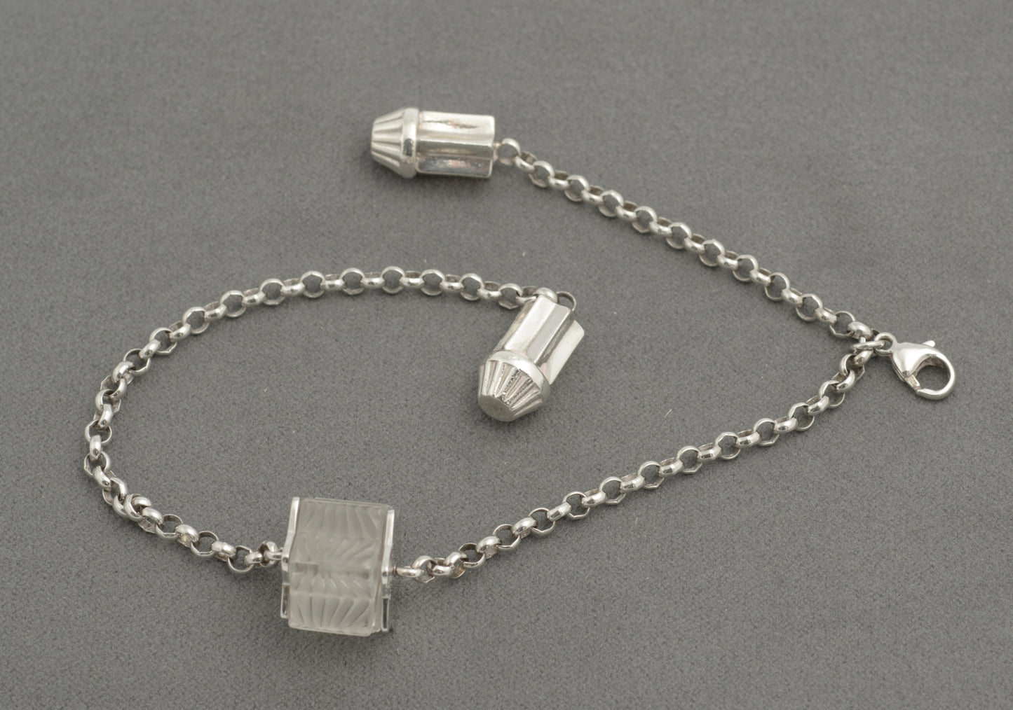 Lalique Glass & Sterling Silver Rare Astrid Star Designer Bracelet - Boxed (C2839)