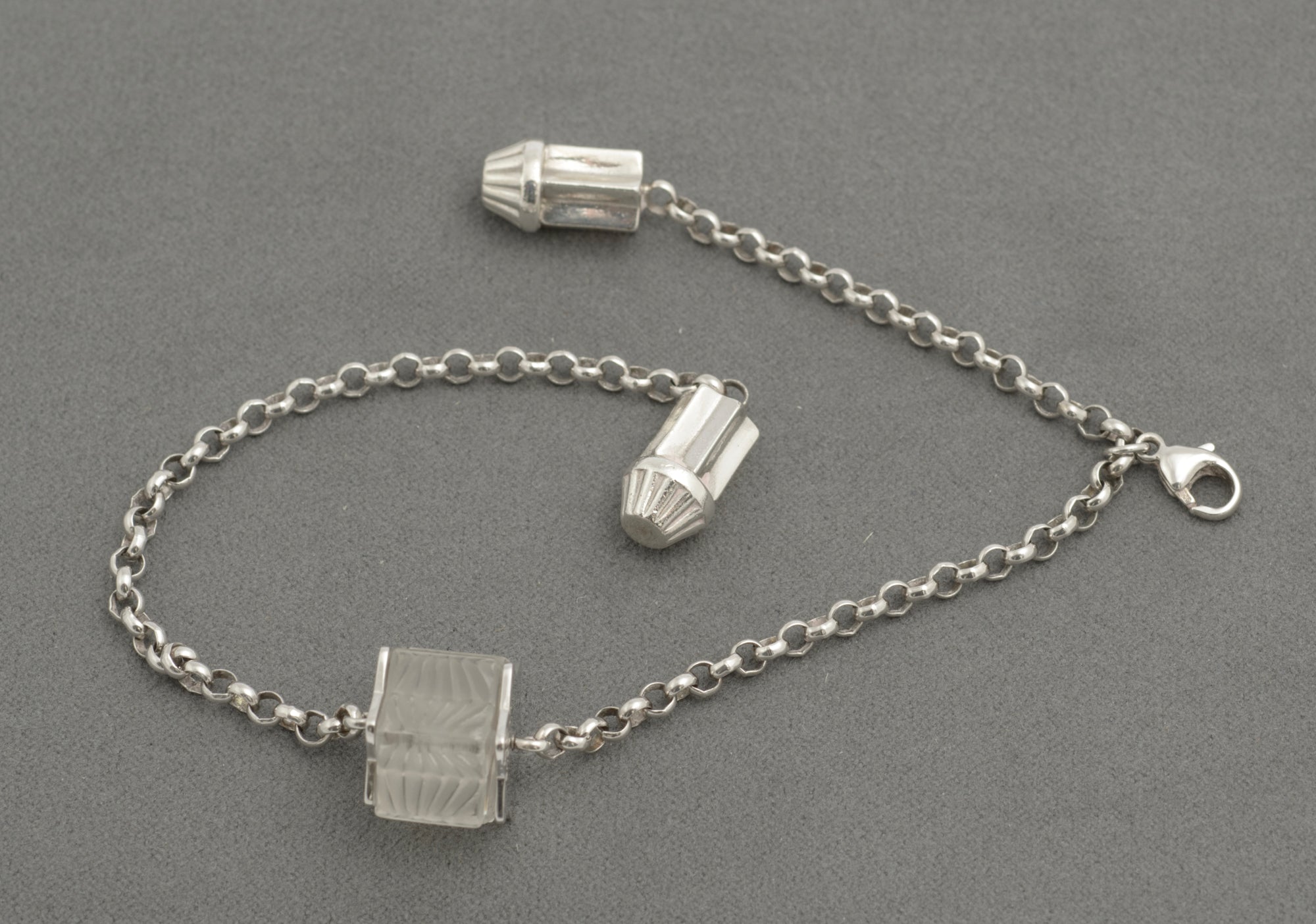 Lalique Glass & Sterling Silver Rare Astrid Star Designer Bracelet - Boxed (C2839)