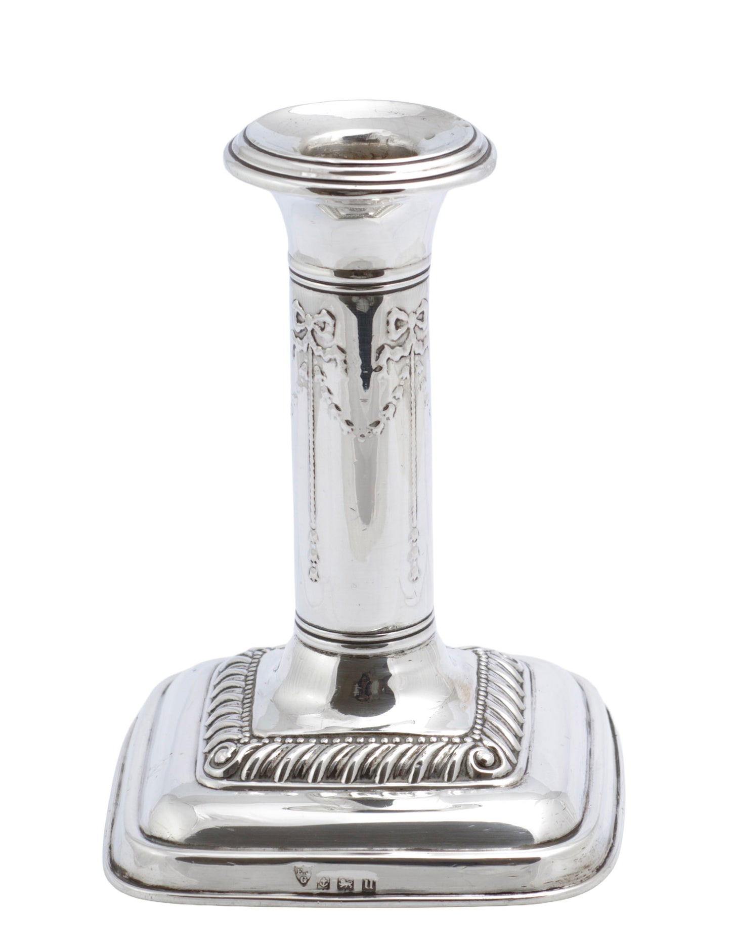 Pair Antique Sterling Silver Candlesticks Adams Design Hallmarked 1919 (C2840)