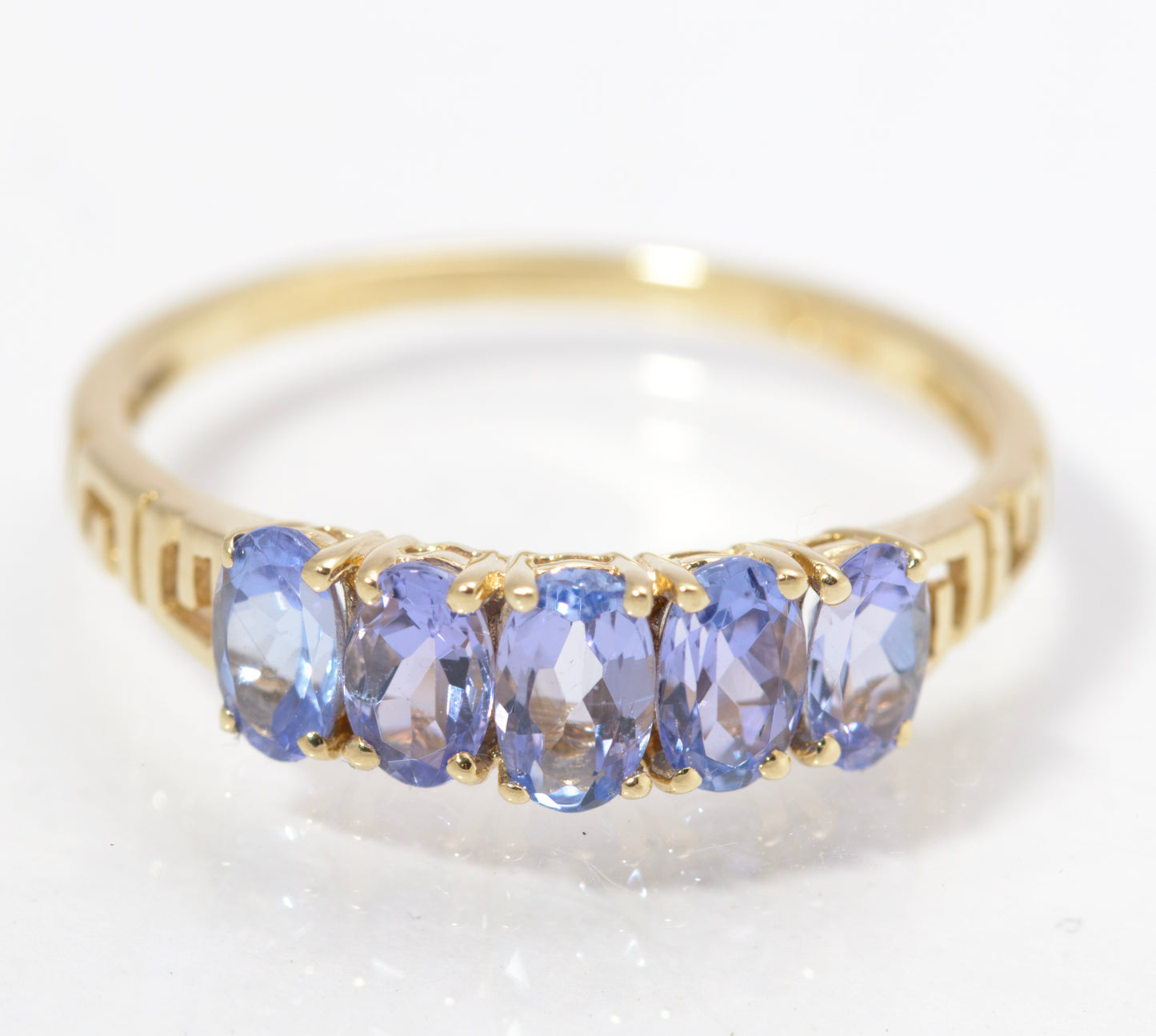 Vintage 9ct Gold Ring With 5 Natural Tanzanite Gemstones UK Size O1/2 (C2843)