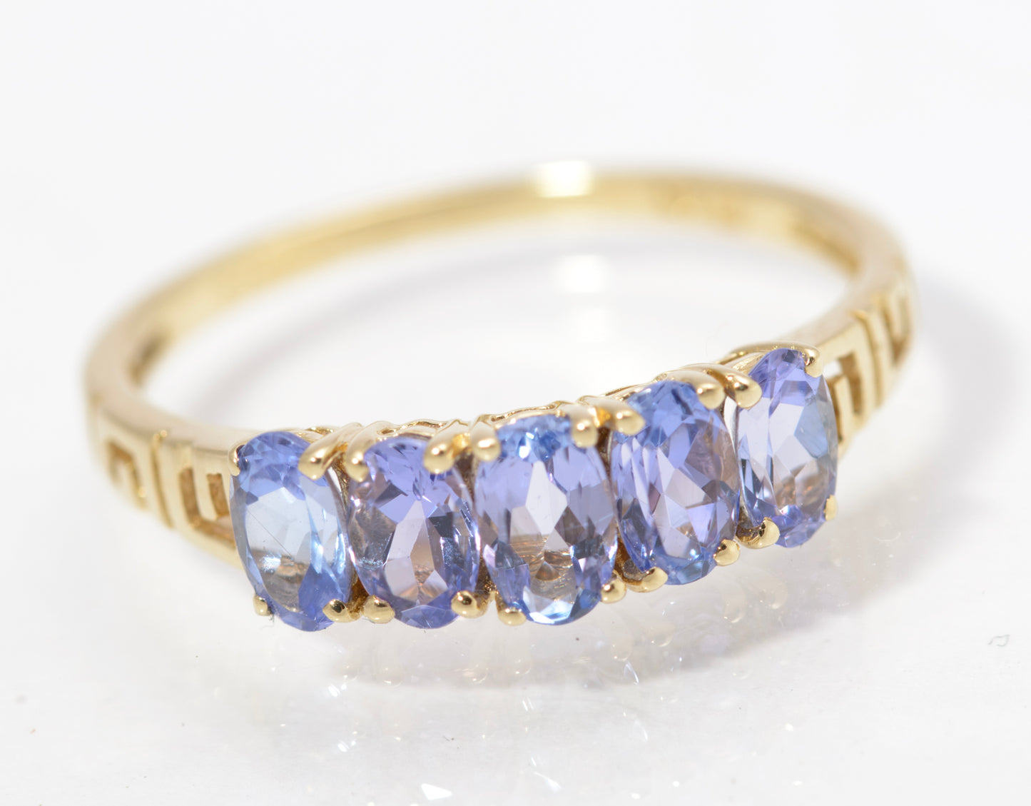 Vintage 9ct Gold Ring With 5 Natural Tanzanite Gemstones UK Size O1/2 (C2843)