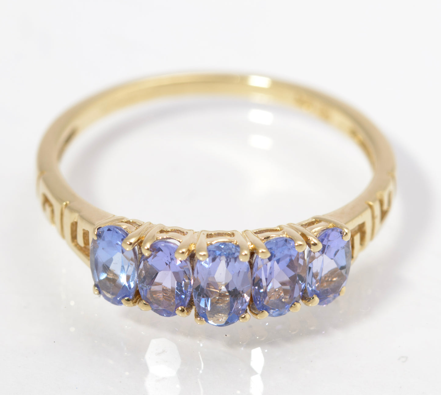Vintage 9ct Gold Ring With 5 Natural Tanzanite Gemstones UK Size O1/2 (C2843)