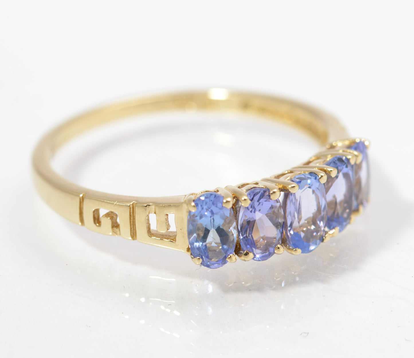 Vintage 9ct Gold Ring With 5 Natural Tanzanite Gemstones UK Size O1/2 (C2843)